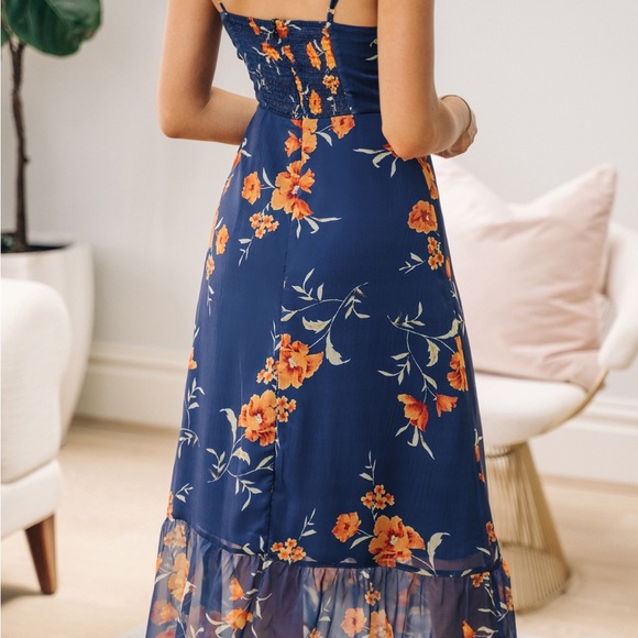 Navy floral slip dress CUPSHE small - Picture 2 of 5